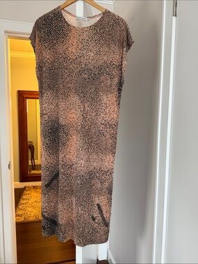 Kieley Kimmel 100% Silk  "Flamingo Print" Shift midi Dress - Size S